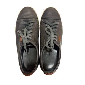 ECCO MENS SOFT 7 SNEAKERS SIZE 9 DARK DREY FULL GRAIN LEATHER